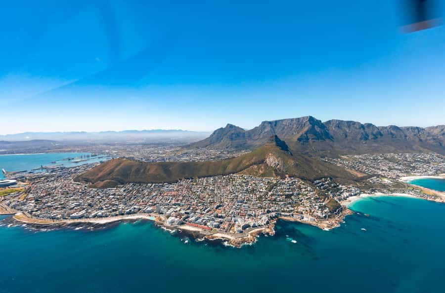 Cape Town Two Oceans Scenic Helicopter Flight - 27min - Crossing False Bay toward Noordhoek and Sun Valley