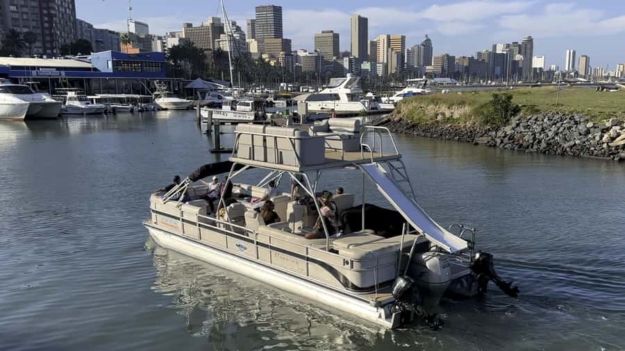 Durban: Pontoon Boat Harbor Cruise - Durban Harbor from the water, on a pontoon boat