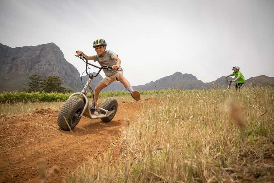 Stellenbosch Winelands downhill gravity Scooter - Stellenbosch Winelands from up high, then straight downhill