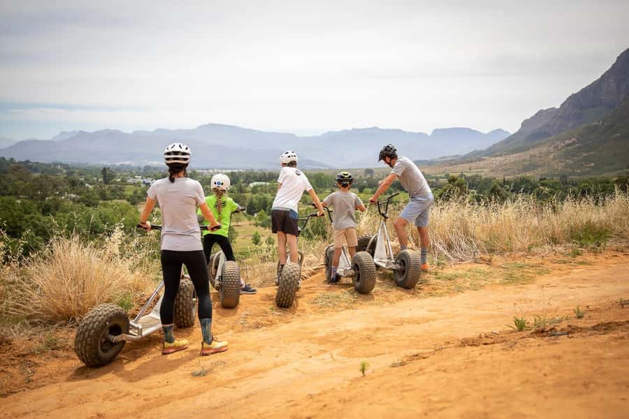 Stellenbosch Winelands downhill gravity Scooter - First downhill freewheel run: find your balance fast