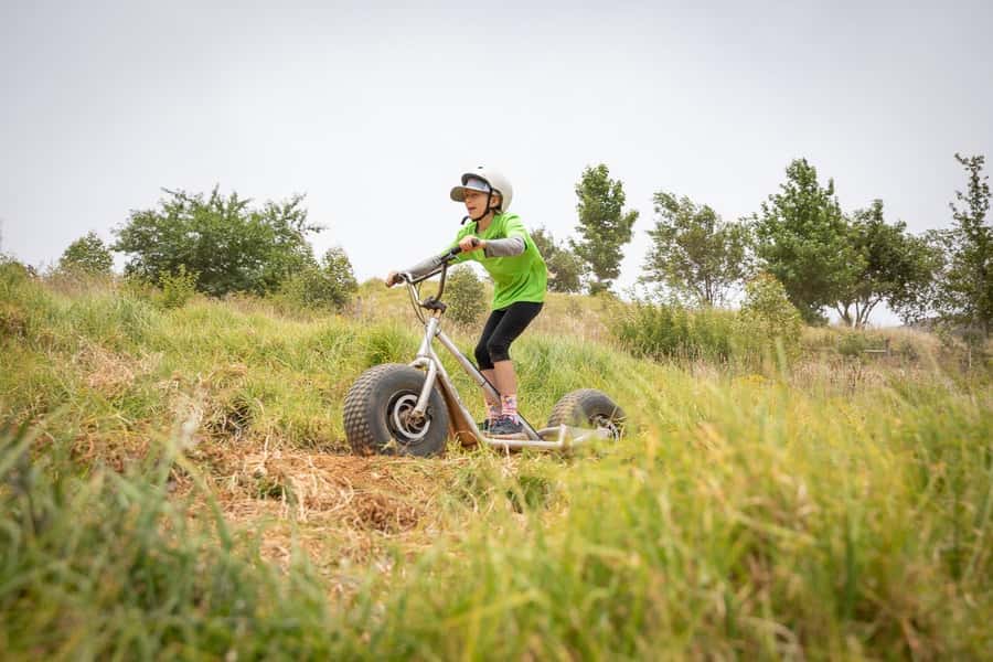 Stellenbosch Winelands downhill gravity Scooter - Meeting at Banhoek Chilli Oil Company and spotting the right group